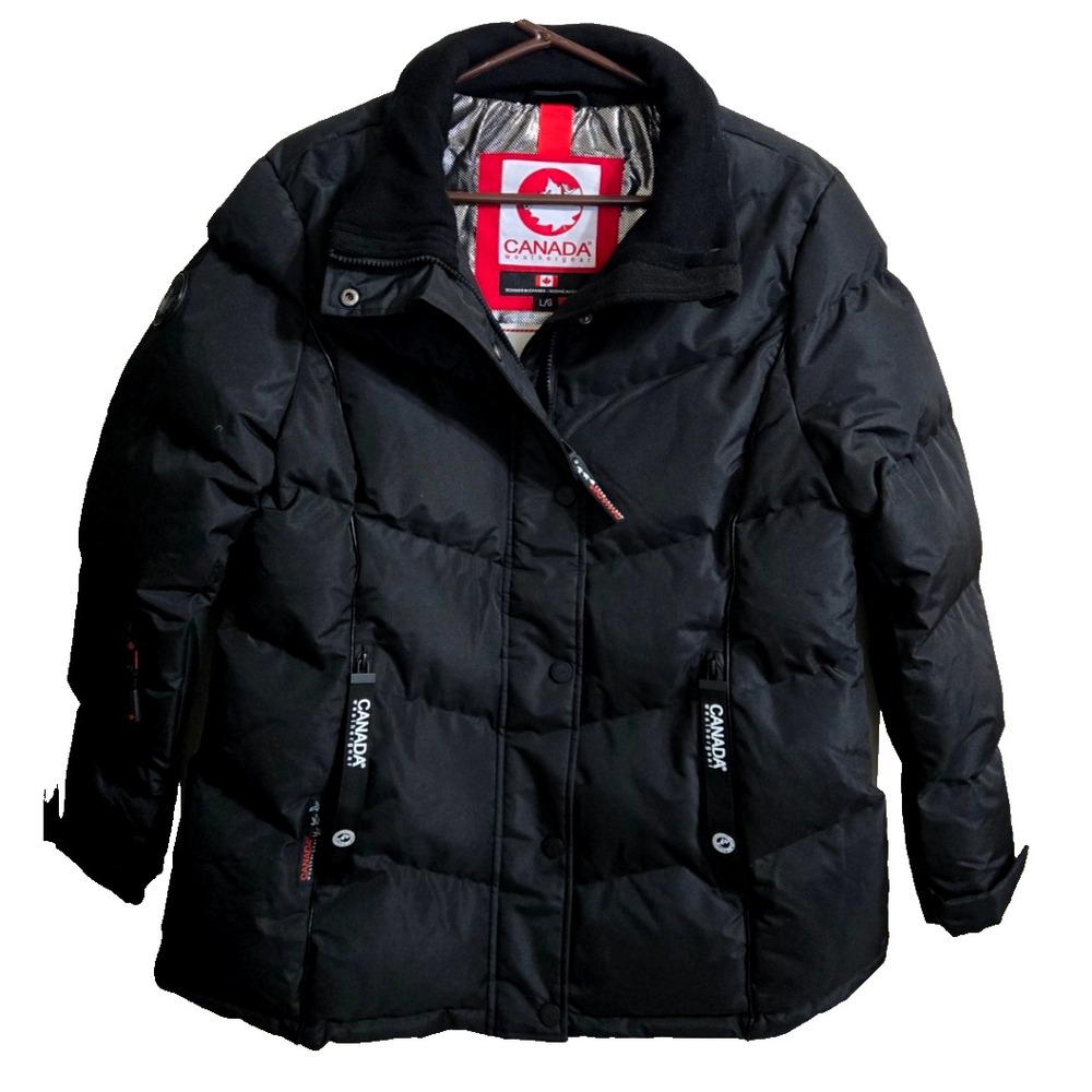 Canada Weather Gear Womens Hooded Puffer Parka Jacket L Blk NWT